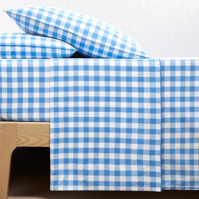 La Redoute Veldi Blue Gingham 100% Cotton Flat Sheet