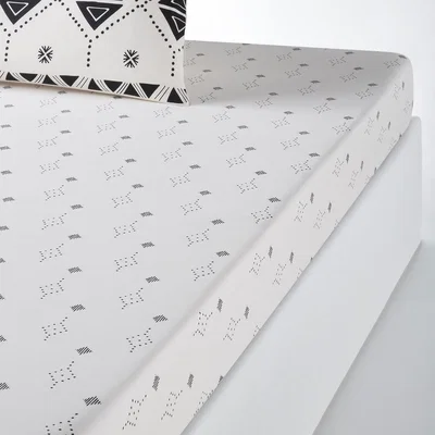 La Redoute Bahiya Graphic 100% Cotton Percale 200 Thread Count Fitted Sheet