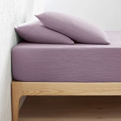 La Redoute Kumla Plain Cotton Muslin Fitted Sheet with 30cm Flap