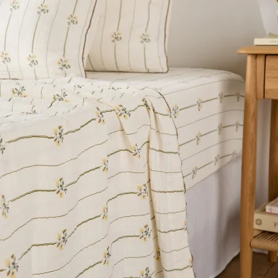 La Redoute Risetti Floral Print Cotton Muslin Flat Sheet