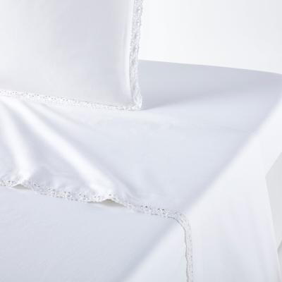 La Redoute Alhambra Crochet Lace 100% Washed Cotton Flat Sheet