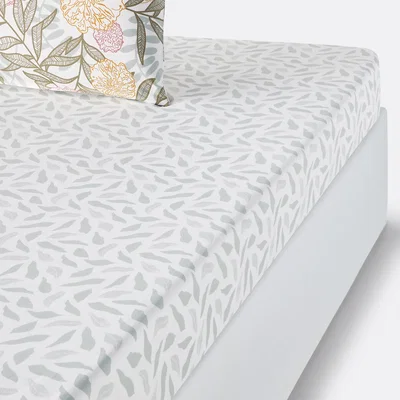 La Redoute Dolce Floral 100% Cotton Percale 200 Thread Count Fitted Sheet For Deep Mattresses (30cm)