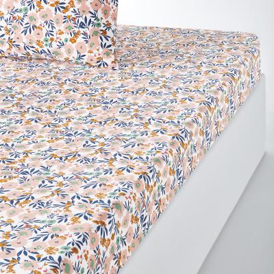La Redoute Ohara Floral 100% Cotton Percale 200 Thread Count Fitted Sheet