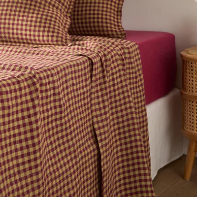 La Redoute Acélie Bordeaux Flat Sheet in Washed Linen
