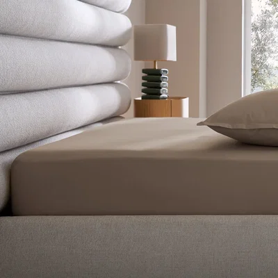 La Redoute Veneto Cotton Percale Fitted Sheet, 30cm Flap