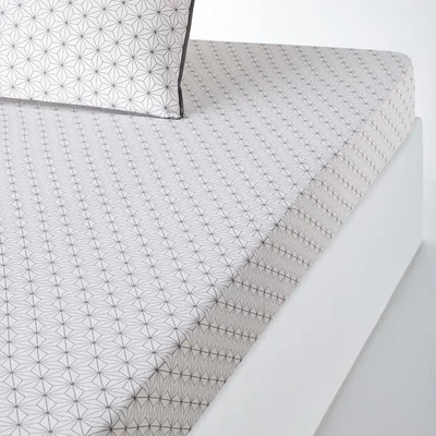 La Redoute Nordic Geometric 100% Cotton Fitted Sheet