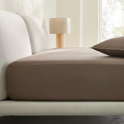 La Redoute Saria Washed Cotton Sateen Fitted Sheet with 30cm Flap
