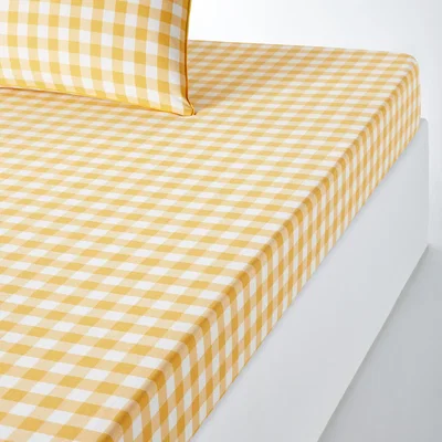 La Redoute Veldi Yellow 30cm Flap Cotton Fitted Sheet