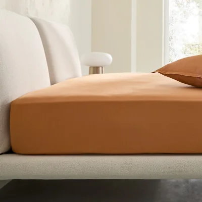 La Redoute Sabbal Washed Percale Fitted Sheet with 30cm Flap