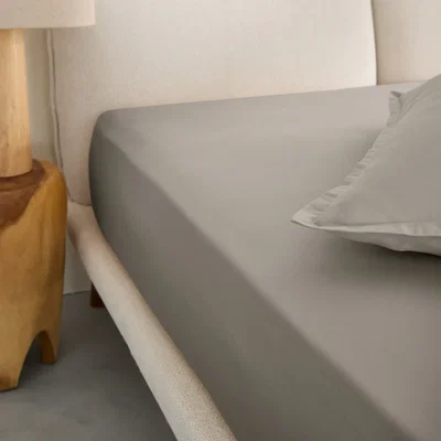 La Redoute Saria Washed Cotton Sateen Fitted Sheet with 30cm Flap