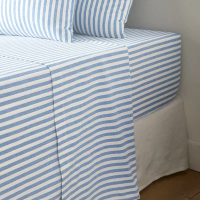 La Redoute Soizic Blue Cotton Flat Sheet