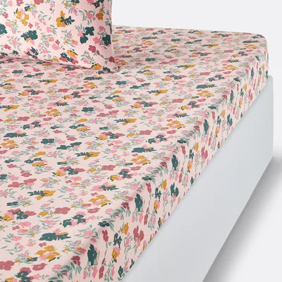 La Redoute Callas Floral 100% Washed Cotton Fitted Sheet