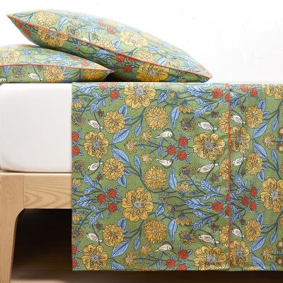 La Redoute Johanna Floral 100% Cotton Satin 300 Thread Count Flat Sheet