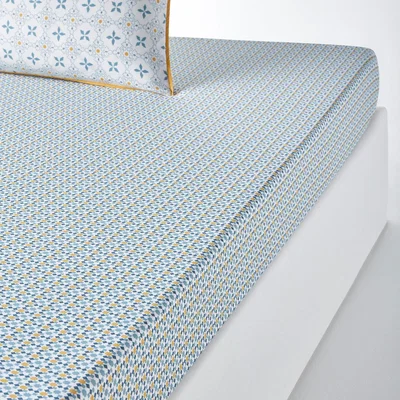 La Redoute Teyben Tile Print 100% Cotton Fitted Sheet