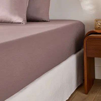 La Redoute Opale Cotton Satin 350 Thread Count Fitted Sheet, 30cm Flap