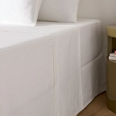 La Redoute Opale Striped Cotton Satin 350 Thread Count Flat Sheet