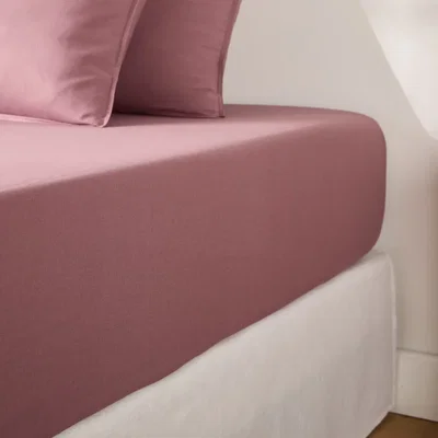 La Redoute Annaba Plain Washed Cotton Fitted Sheet with 30cm Flap