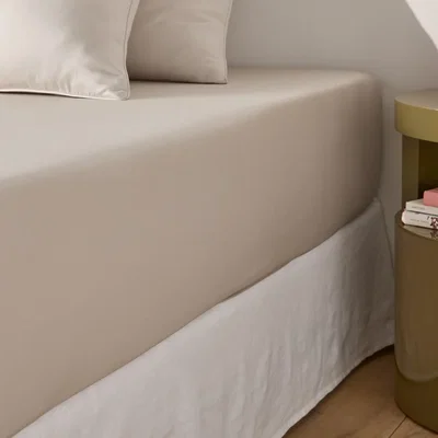 La Redoute Opale Cotton Satin 350 Thread Count Fitted Sheet, 30cm Flap