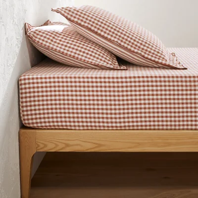 La Redoute Cottage Caramel Seersucker Cotton 30 cm Flat Sheet