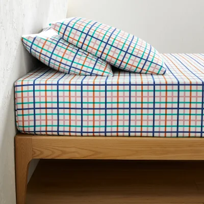 La Redoute Tabaka Check 30cm High Cotton Fitted Sheet