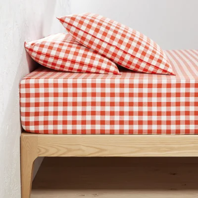 La Redoute Veldi Orange 30cm High Cotton Fitted Sheet