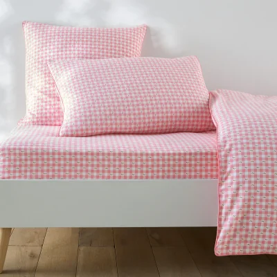 La Redoute Vichy Fleuris Fitted Sheet in Washed Cotton