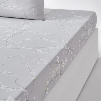 La Redoute Natsumi Floral 100% Cotton Satin 200 Thread Count Fitted Sheet