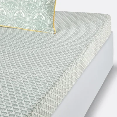 La Redoute Jaipur Green Washed Cotton Fitted Sheet