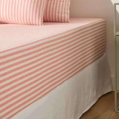 La Redoute Soizic Coral Cotton Fitted Sheet Mattress Depth 30cm