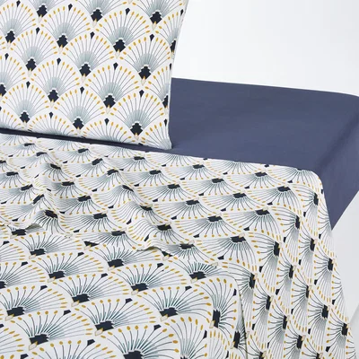 La Redoute Pawica Scalloped 100% Cotton Satin 200 Thread Count Flat Sheet