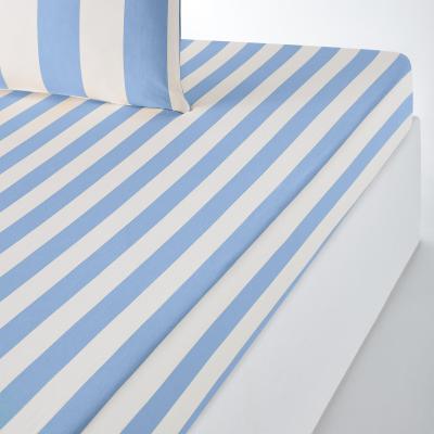 La Redoute Hendaye Blue 25cm High Cotton Fitted Sheet