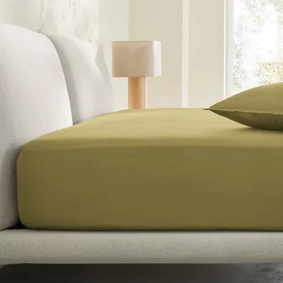 La Redoute Saria Washed Cotton Sateen Fitted Sheet with 30cm Flap