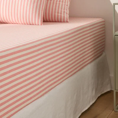 La Redoute Soizic Peach Cotton Fitted Sheet with 30cm Flap