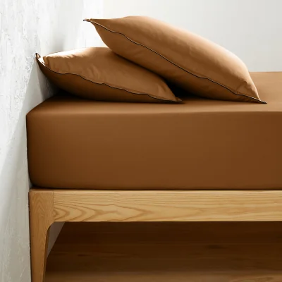 La Redoute Victor Plain Washed Cotton Satin 300 Thread Count Fitted Sheet