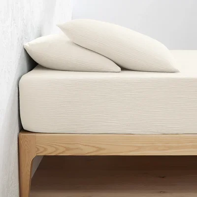 La Redoute Kumla Plain Cotton Muslin Fitted Sheet with 30cm Flap