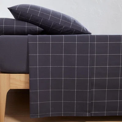 La Redoute Charlie Checked 100% Cotton Flannel Flat Sheet