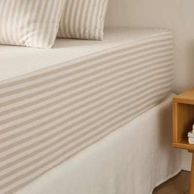 La Redoute Soizic Beige Cotton Fitted Sheet Mattress Depth 30cm