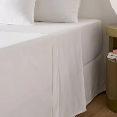 La Redoute Opale Plain Cotton Satin 350 Thread Count Flat Sheet