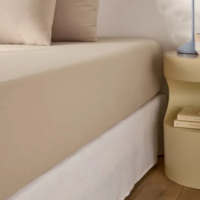 La Redoute Washed Recycled Polyester Microfibre Fitted Sheet with 30cm Flap