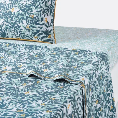 La Redoute Foliage Cotton Percale Flat Sheet