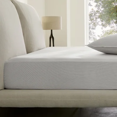 La Redoute Sabbal Washed Cotton Percale 300 Thread Count Fitted Sheet, Depth 30cm
