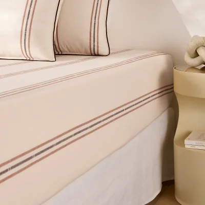 La Redoute Brava Striped Washed Cotton 30cm Deep Fitted Sheet