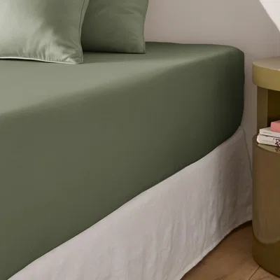 La Redoute Opale Cotton Satin 350 Thread Count Fitted Sheet, 30cm Flap
