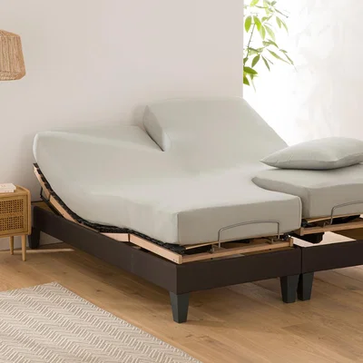 La Redoute Scenario Plain 100% Organic Cotton Fitted Sheet for Articulated Bed