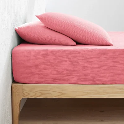 La Redoute Kumla Plain Cotton Muslin Fitted Sheet with 30cm Flap