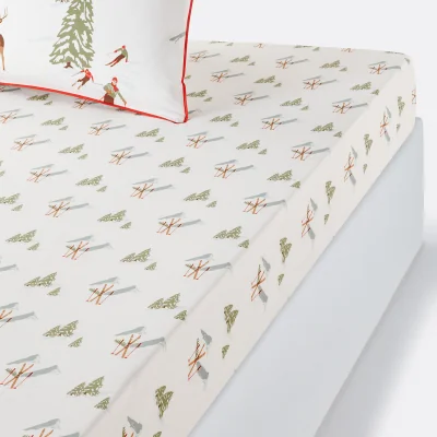 La Redoute Alps Fitted Sheet in Cotton Percale with 30cm Flap