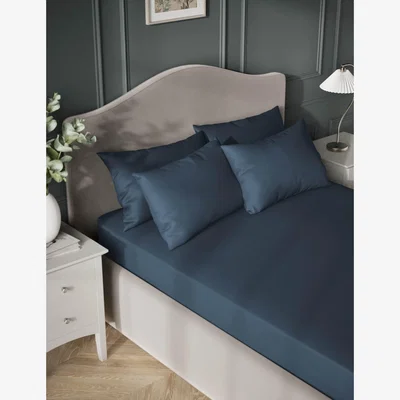 Marks & Spencer M&S Egyptian Cotton Sateen 400 Thread Count Deep Fitted Sheet Navy