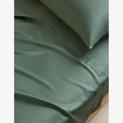 Marks & Spencer M&S Egyptian Cotton 400 Thread Count Silky Flat Sheet Smokey Green