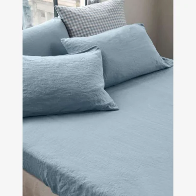 Marks & Spencer Piglet In Bed Pure Linen Fitted Sheet Blue