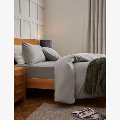 Marks & Spencer M&S Pure Brushed Cotton Fitted Sheet - 6FT - Grey Marl, Grey Marl,Midnight Navy,Charcoal,Chambray,Forest Green,Silver Grey